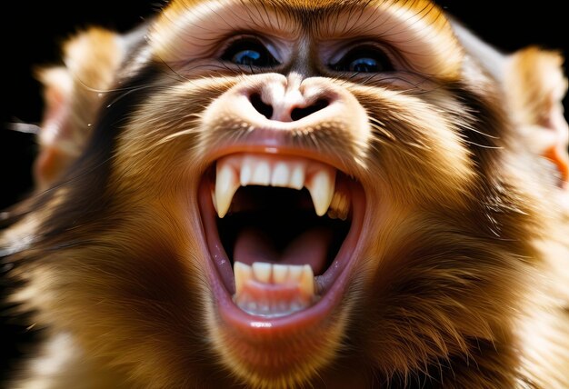 Photo captivating closeup of a smiling barbary macaque monkey