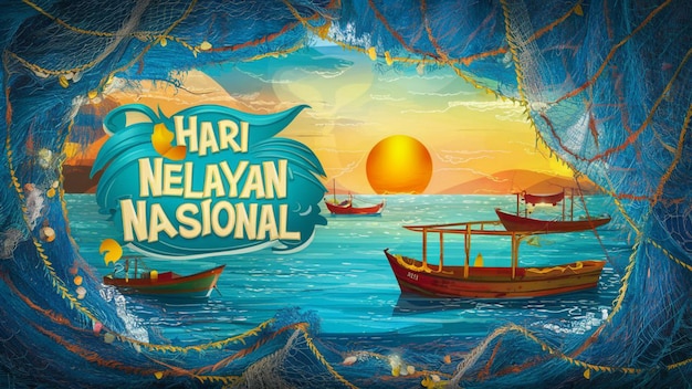 A captivating and colorful banner for Hari Nelayan Nasional