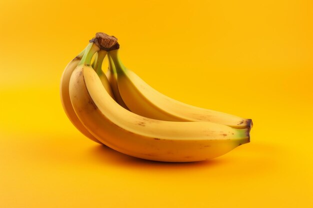 Captivating composition juicy ripe banana amidst vibrant yellow peel on a 32 yellow background