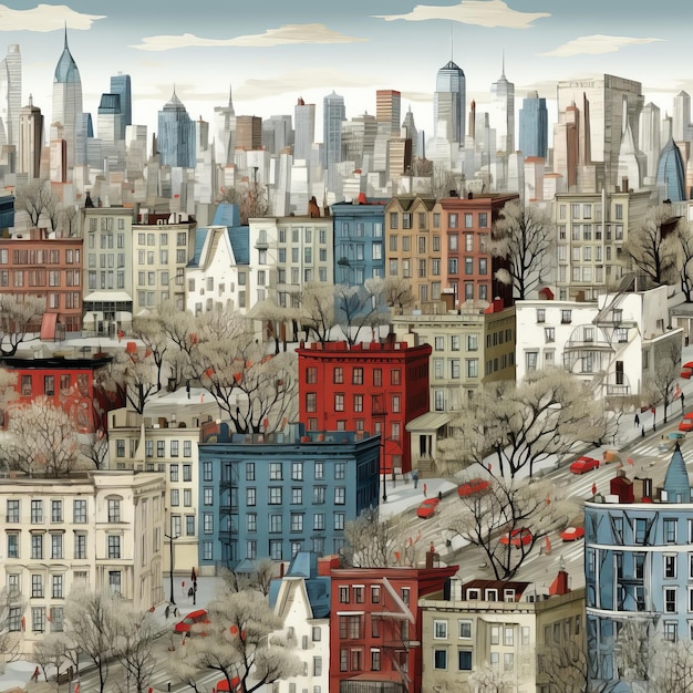 Foto l'affascinante continuità della città di new york illustrata da modelli di carta da parati altamente dettagliati