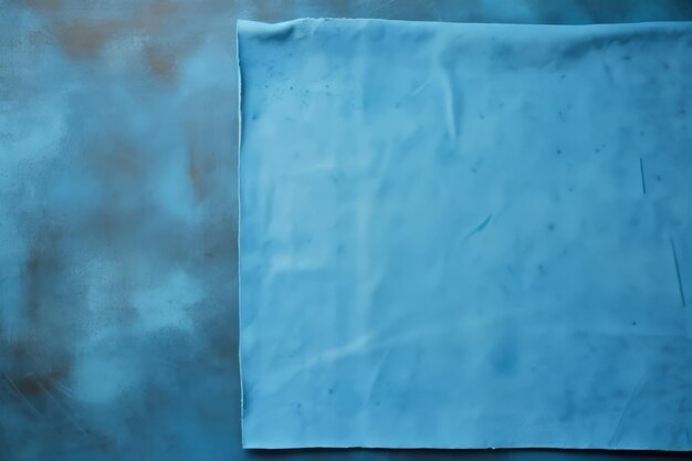 Captivating Contrasts Aerial Perspective of a Napkin on Blue Concrete Background Offering Ample Co