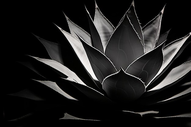 Captivating contrasts moody shadows and illumination in agave angustiflora's monochromatic beauty