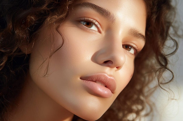 Captivating Curls CloseUp Portrait