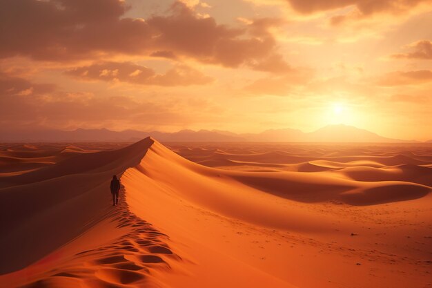 Photo captivating desert landscape during golden hour