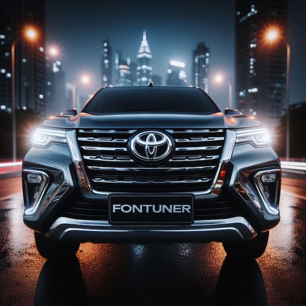 captivating details explore the intricacies of the toyota fortuner in this closeup shot