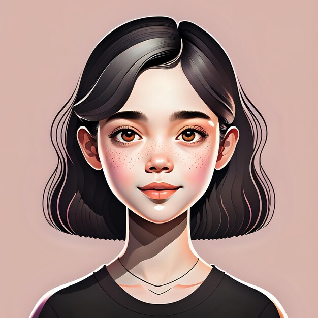 Captivating Digital Portrait of a Beautiful ShortHaired Model Girl Illustration Generated by AI