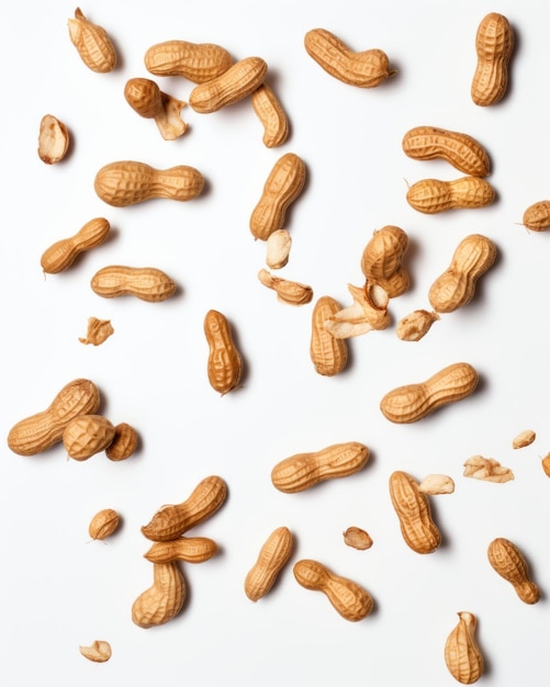 Captivating Display Peanut Freefall Against a Pure White Background