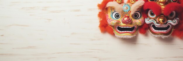 Captivating Dragon and Lion Dance Masks A Flat Lay Ode to Chinese New Year Traditions