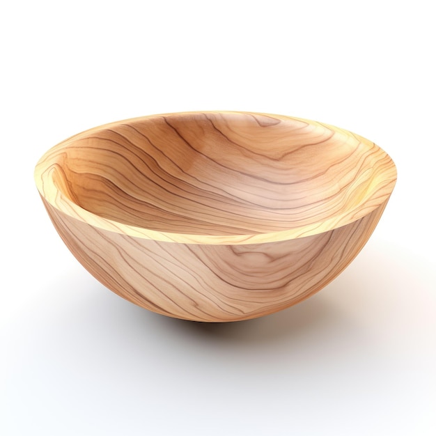 Captivating Elegance Exceptional Wooden Bowl on a White Background in 4K