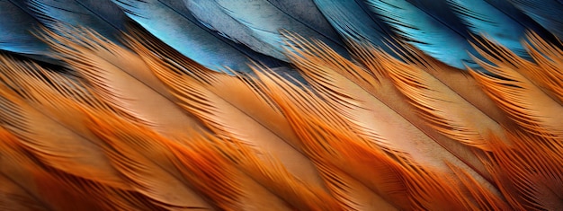 Увлекательные текстуры перьев в ярких оттенках вблизи исследование птичьей красоты ИИ Генератив