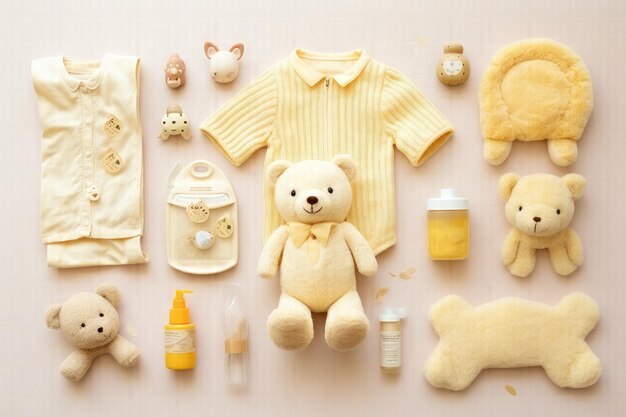 Captivating Flat Lay of Essential Baby Care Accessories