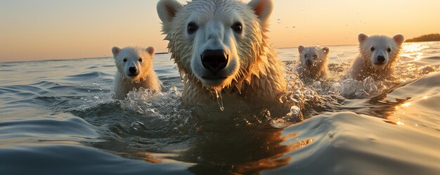 Photo captivating footage of a family polar background