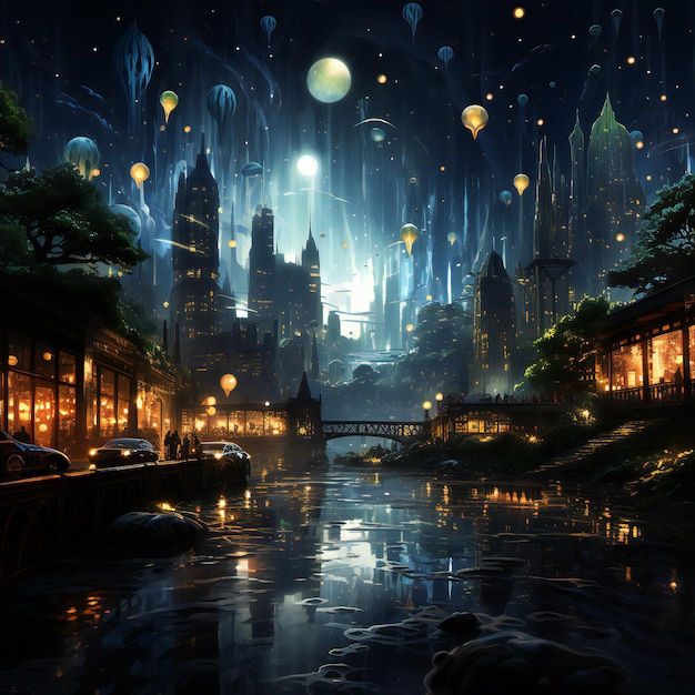 A Captivating Fusion of Fantasy and Urban Splendor in the 039City of the Fireflies039 Style 4