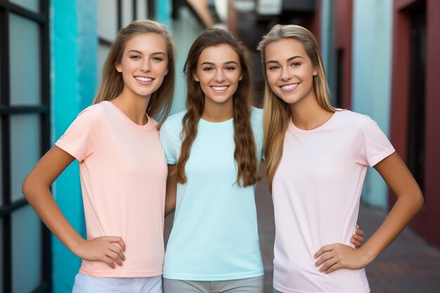 Photo captivating girls modeling apparel generative ai