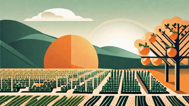 Photo captivating grapefruit orchards at sunrise