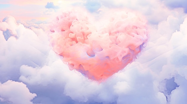 Captivating HeartShaped Cloud with Pink Clouds Enhanced by Generative AI