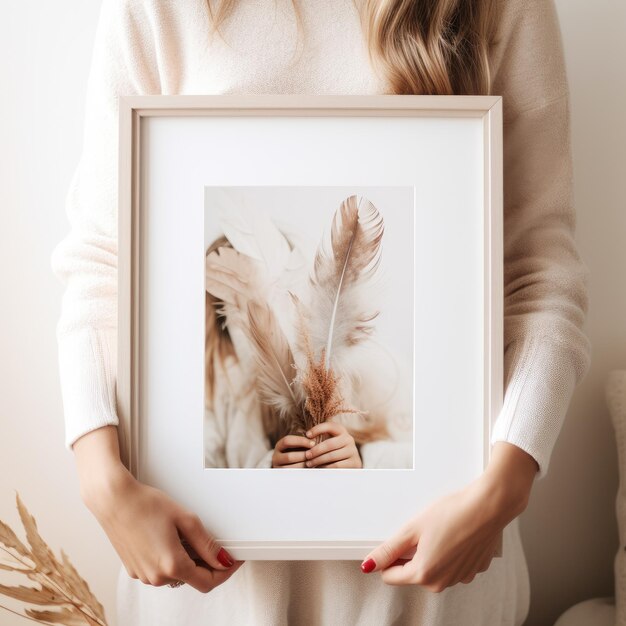 Captivating HyperRealism Embracing Boho Vibe in a Natural Nursery with Handson White Wall Art