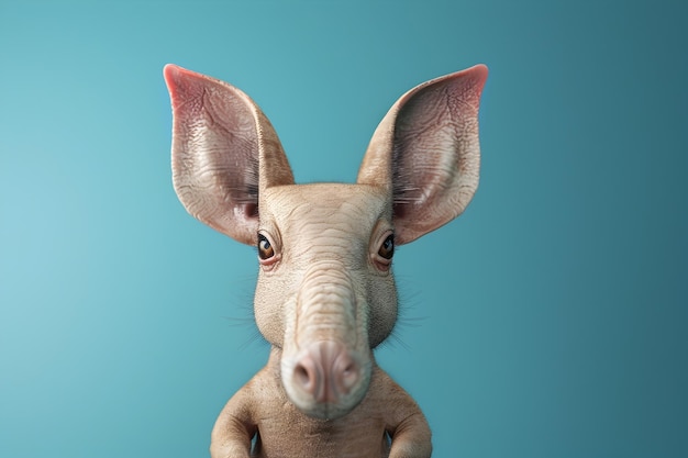 Photo a captivating hyperrealistic 3d aardvark large ears cute expressions