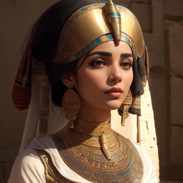 古代 の ナイル 川 の  に 住ん で い た 独身 の エジプト 人 の 女性 の 魅力 的 な 描写
