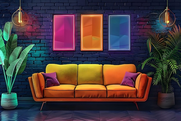 Captivating Interior Room Design Exploring Neoninfused Modern Rooms with VR Art