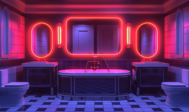 Photo captivating interior room design exploring neoninfused modern rooms with vr art