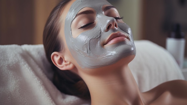 Captivating lady receiving a facial treatment at the spa