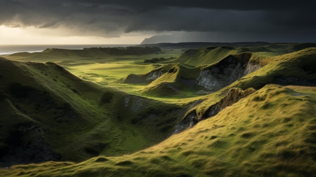 Photo captivating landscape photography stormy skies and majestic cliffs