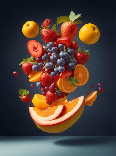 Фото Захватывающая левитация, гиперреалистичный парящий фрукт