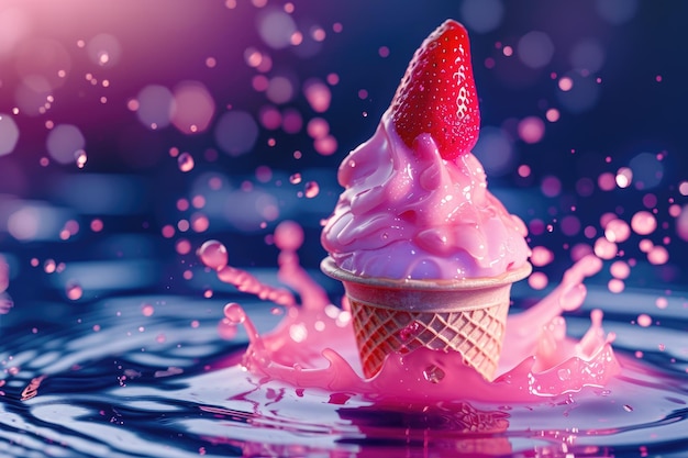 Captivating Luminescent Ice Cream Splash