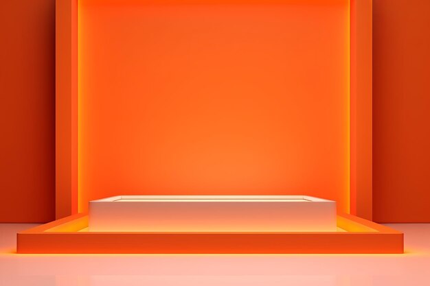 Captivating luxury podium frames elevating product showcase and promotion on vibrant orange backgro