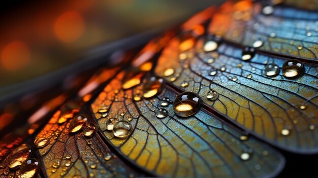A captivating macro image of dewkissed butterfly wings showcasing their intricate textures