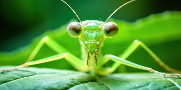 Premium AI Image | Captivating macro shot features a praying mantis in
