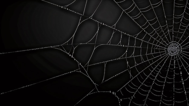 Captivating Macro Shot of a Glistening Spider Web Adorned with Water Droplets Generated by AI