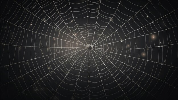 Photo captivating macro shot of a glistening spider web adorned with water droplets generated by ai