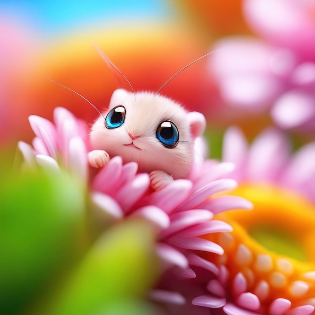 Photo captivating macro views of adorable cartoon animal