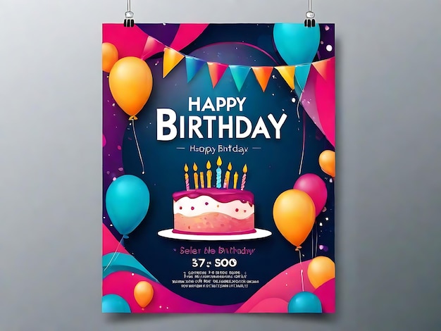 Photo captivating modern happy birthday flyer template with abstract design celebrate in style