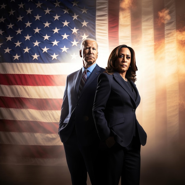A Captivating Moment President Joe Biden and Kamala Harris Embrace America's Unity Amidst Stunning