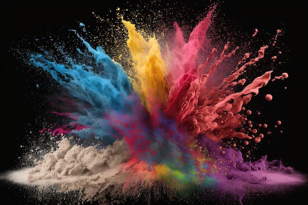 A captivating and mysterious effect is achieved through the use of colorful smoke on a black background resulting in a mesmerizing and abstract composition Generative AI