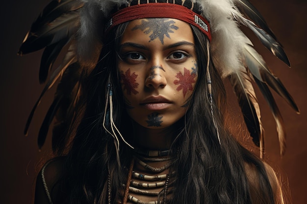 Captivating Native American woman starring Generate ai