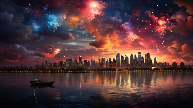 Captivating Night City View Stunning Panorama Background for a Mesmerizing Urban Landscape