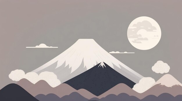 captivating night landscape drawing with majestic mountain and crescent moon