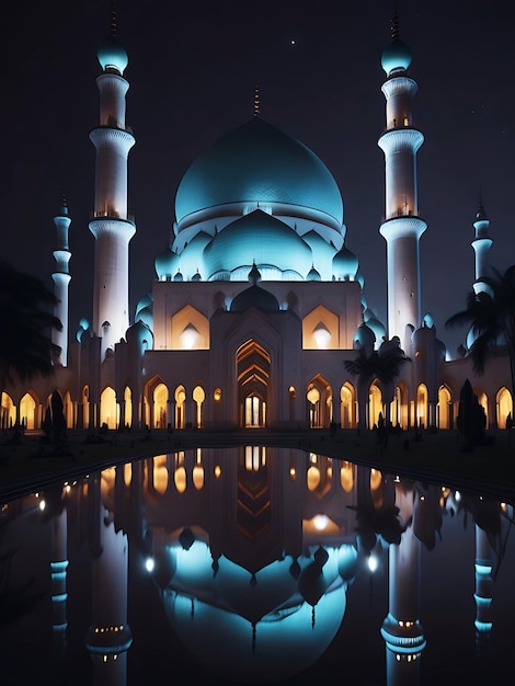 모스크 이슬람 배경 생성 Ai로 매혹적인 밤하늘