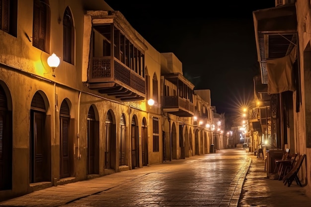 Captivating Night Street View of an Old Arab City