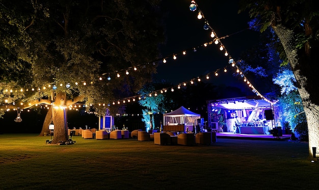 A Captivating Nighttime Shot of a Branded Event with Stunning Branding