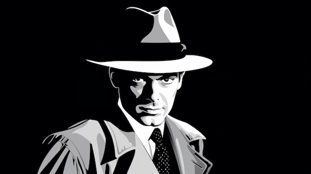 Captivating Noir Detective A 1940s Clam Face In Pop Art Style