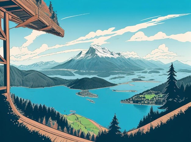 Captivating panoramic view of the beautiful swiss alps around lake