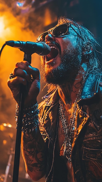 captivating performance by a musician with soulful expression on stage