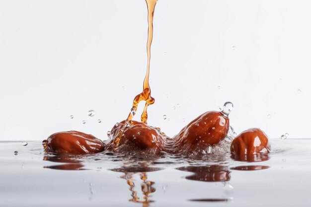 Captivating Photo of Dates Floating in a White Water Background Fresh and Tempting