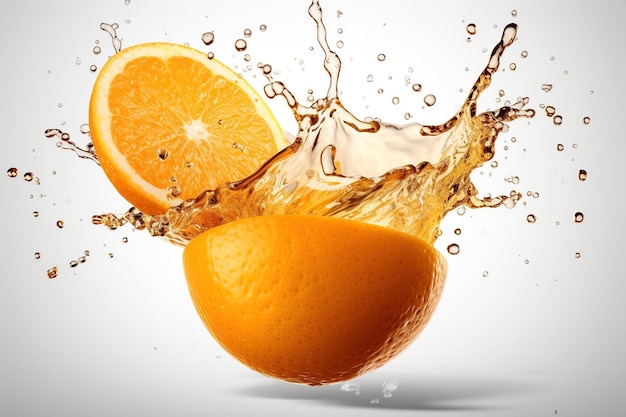 Captivating Photo of Half an Orange with a Refreshing Splash of Juice