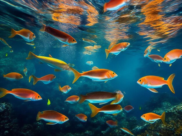 A captivating photograph capturing the underwater world of a river